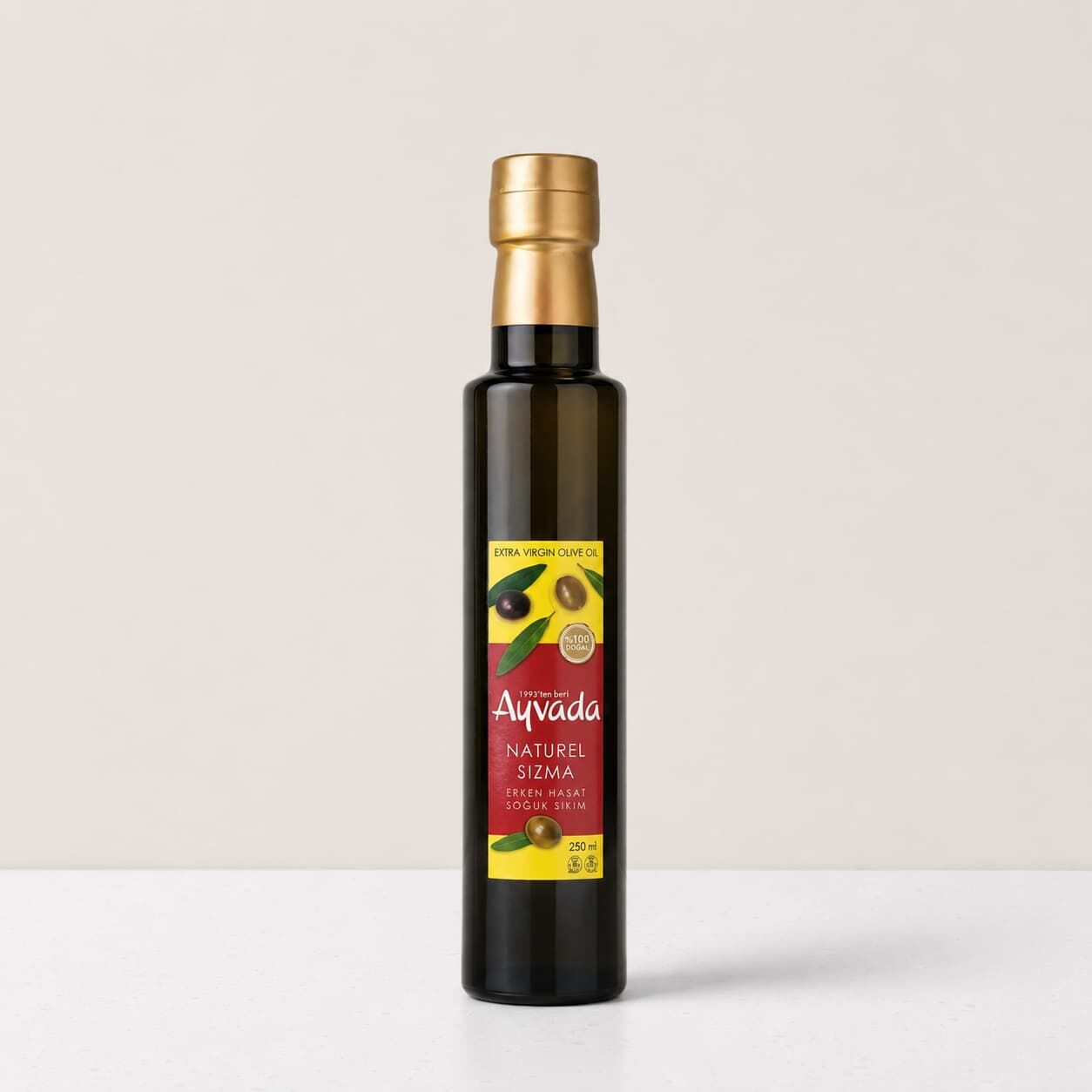 Ayvalık Soğuk Sıkım Natürel Sızma Zeytinyağı 250 Ml Koyu Cam Şişe