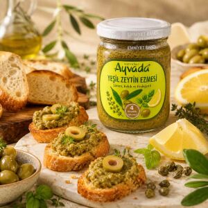 Yeşil Zeytin Ezmesi – Limon, Kekik ve Fesleğenli