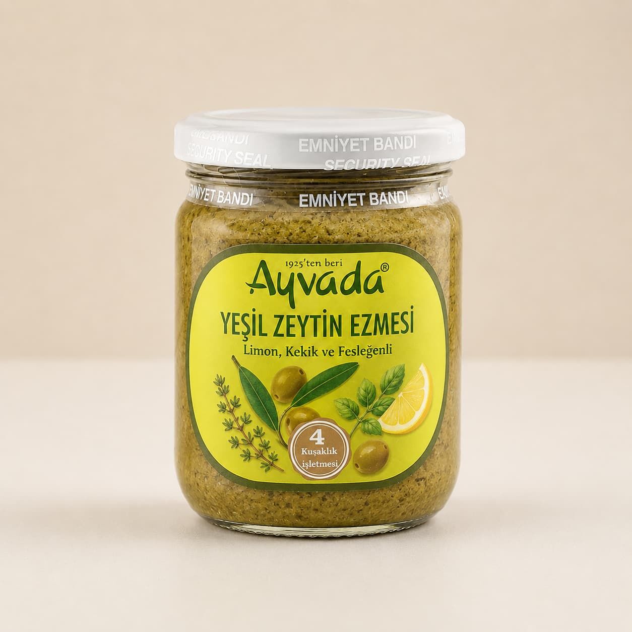 Yeşil Zeytin Ezmesi – Limon, Kekik ve Fesleğenli