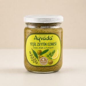 Yeşil Zeytin Ezmesi – Limon, Kekik ve Fesleğenli